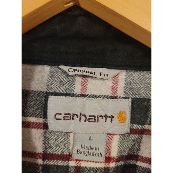 Carhartt 100587 Mens Heavy Flannel Shirt Large Plaid Original Fit Button - Picture 6 of 6